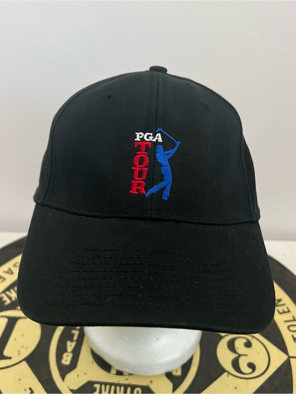The Game PGA Tour Golf Embroidered Hat Cap Adult Black Strap-Back Adjustable